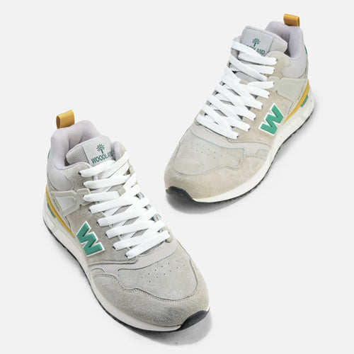 Men's Suede Mesh Sneakers | Grey/Green Casual Shoes – Spikes