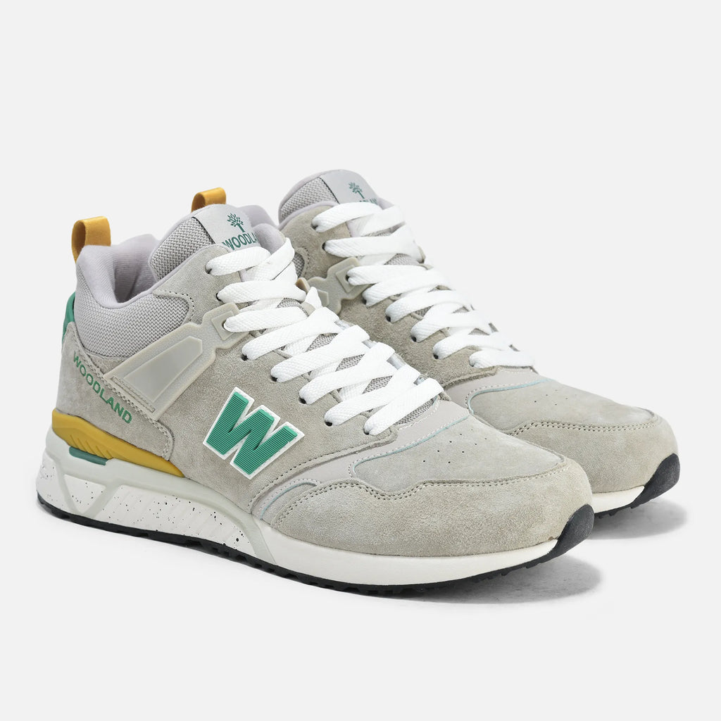Men's Suede Mesh Sneakers | Grey/Green Casual Shoes – Spikes