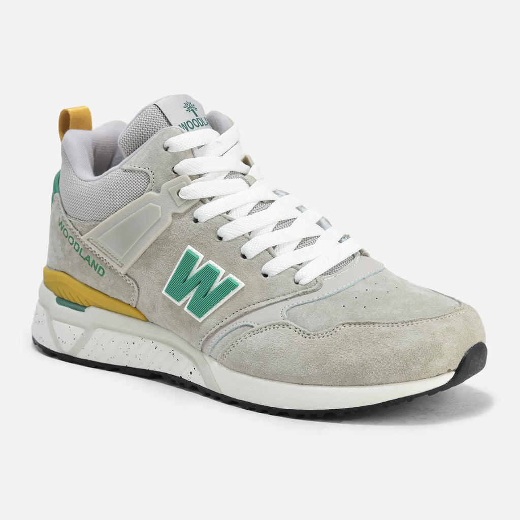 Men's Suede Mesh Sneakers | Grey/Green Casual Shoes – Spikes